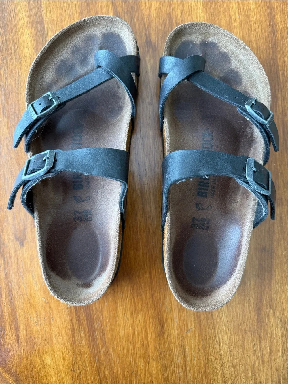 Birkenstock Black Leather Two-Buckle Sandals - Picture 2 of 3